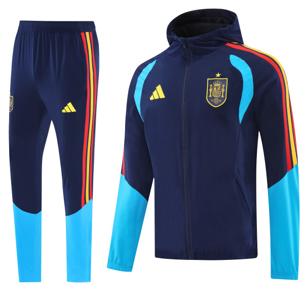 spain Windbreaker Sets With pants  Blue 1:1 Quality Soccer Jersey  26-27 (2026)