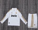 Retro Real Madrid long  home Kids  1:1 Quality Soccer Jersey 2011-2012