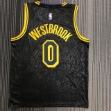 Los Angeles Lakers  Round Neck  snake pattern Black #0 WESTBROOK  1:1 Quality NBA Season Jerseys