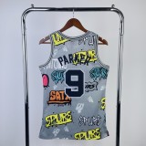 San Antonio Spurs Retro Graffiti #9  PARKER  1:1 Quality NBA  Season Jerseys 1998-1999