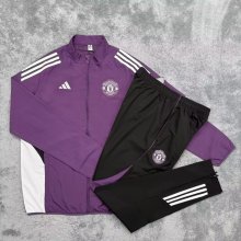 Manchester United Windbreaker Sets With pants  Purple 1:1 Quality Soccer Jersey  25-26