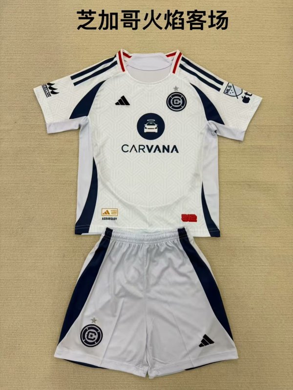 Chicago Fire FC away kids  1:1 Quality Soccer Jersey  25-26
