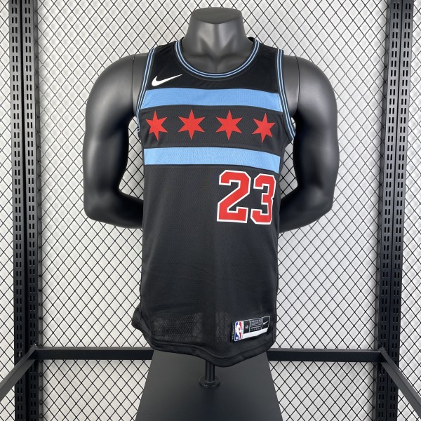 Retro Chicago Bulls  City Edition Black #23 JORDAN 1:1 Quality NBA  Season Jerseys 2019