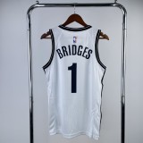 Brooklyn Nets  V-neck White #1 BRIDGES 1:1 Quality NBA  Season Jerseys