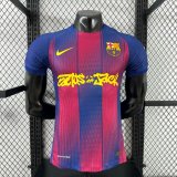 Barcelona Home Long Sleeve Player  1:1 Quality Soccer Jersey  （可配广告 ）25-26