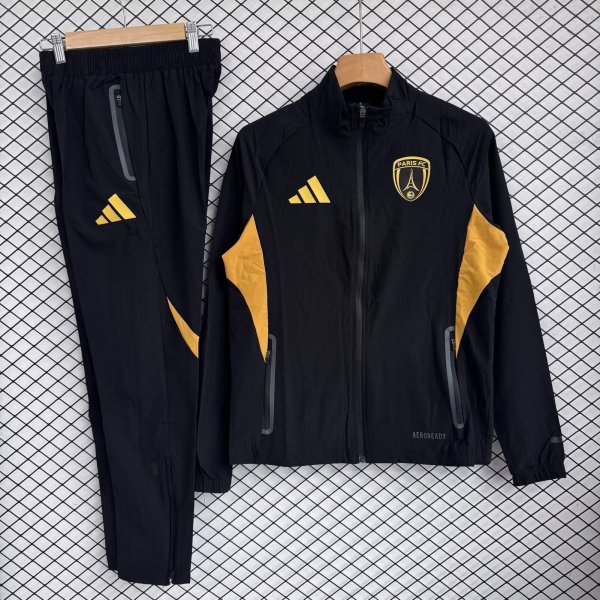 Paris FC Windbreaker Sets With pants  Black 1:1 Quality Soccer Jersey  25-26