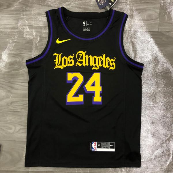 Los Angeles Lakers Kobe  #24 BRYANT  Black Round neck NBA Jerseys