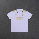 Real Madrid  Polo Retro Fans White stripe inkjet 1:1 Quality Soccer Jersey  25-26