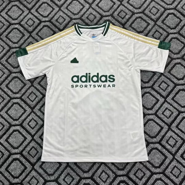 Copy Adidas Clover Classic White and Green stripes T-shirt  Green 1:1 Quality Soccer Jersey  25-26