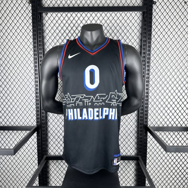 Philadelphia 76ers City Edition Retro Black #0 MAXEY 1:1 Quality NBA  Season Jerseys  2021