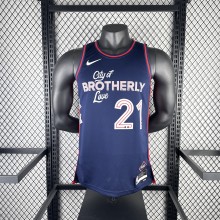 Philadelphia 76ers City Edition Retro Blue #21  EMBIID 1:1 Quality NBA  Season Jerseys  2024