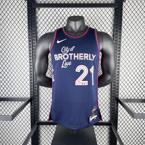 Philadelphia 76ers City Edition Retro Blue #21  EMBIID 1:1 Quality NBA  Season Jerseys  2024