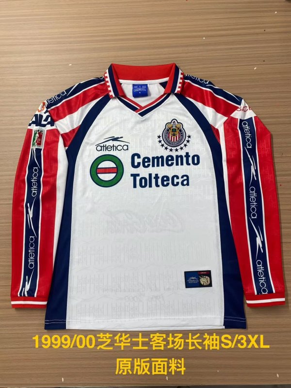 Retro Chivas  Away Long Sleeve   1:1 Quality Soccer Jersey  1999-2000