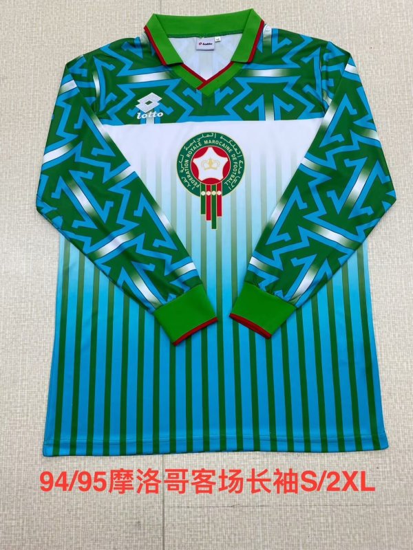 Retro Morocco Away Long Sleeve  1:1 Quality Soccer Jersey  1994-1995