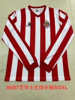 Retro Chivas Home Long Sleeve  1:1 Quality Soccer Jersey  1986