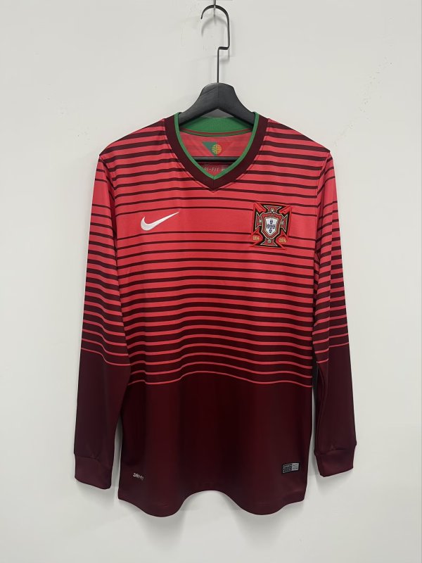 Retro Portugal Home Long Sleeve  Fans  1:1 Quality Soccer Jersey  2014