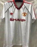 1988/90 M Utd Away White Retro Soccer Jersey
