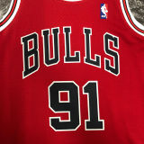 1998 Bulls RODMAN #91 Retro Red NBA Jersey