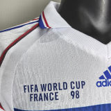 1998 France Away White Retro Player Version Soccer Jersey