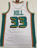 1998/99 Pistons HILL #33 White Mitchell Ness Retro Jerseys 刺绣