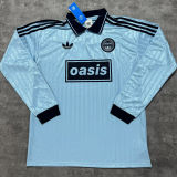 2025/26 AD x oasis #25 Light Blue Retro Style Fans Long Seelve Soccer Jersey (Have No.25 带号码）