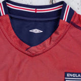 2002 England Away Blue & Red Retro Soccer Jersey (Double-sided)  双面