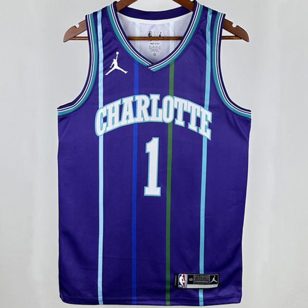 2020 Hornets BALL #1 Purple Retro NBA Jerseys