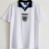 1996 England Home White Retro Soccer Jersey