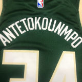 2021 Bucks Antetokounmpo #34 Green NBA Jerseys Hot Pressed