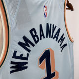2025 Spurs WEMBANYAMA  #1 Light Blue City Edition NBA Jerseys