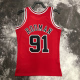 1998 Bulls RODMAN #91 Retro Red NBA Jersey
