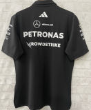 2025 Mercedes AMG Petronas F1 Black POLO Team T-Shirt  有领