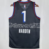 2021 76ers HARDEN #1 Sapphire Blue City Edition NBA Jerseys 热压