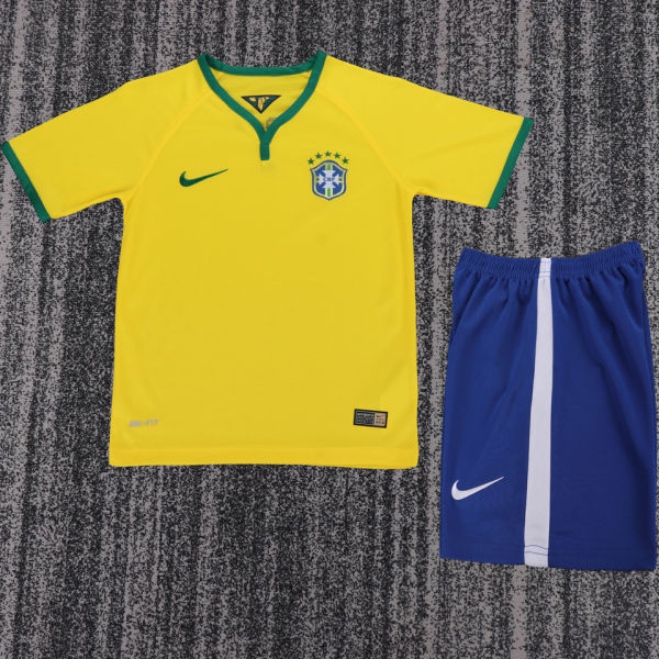 2014 Brazil Home Retro Kids Soccer Jersey