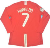 RONALDO #7 2007-08 M Utd Home Red Long Sleeve Retro Jersey UCL Version胸前绣欧冠决赛字欧冠字体有球