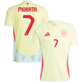 MORATA #7 Spain Away Yellow Fans Jersey  2024/25