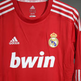 2011/12 RM Away Red Retro Player Version Lopng Sleeve Soccer Jersey 球员版