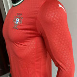 2025/26 Portugal Home Red Long Sleeve Player Version Soccer Jersey