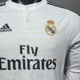 2014/15 RM Home White Retro Player Version Long Sleeve Jersey 球员版