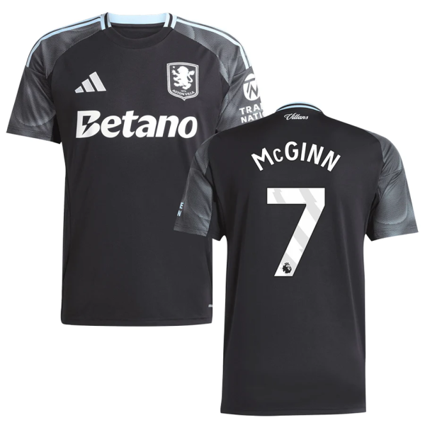 McGINN #7 Aston Villa Away Black Fans Soccer Jersey 2025/26 (League Font 联赛字体 ) ★★