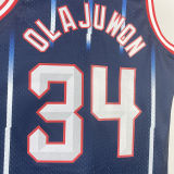 1996/97 Rockets  OLAJUWON #34 Blue  Retro NBA Jerseys 热压