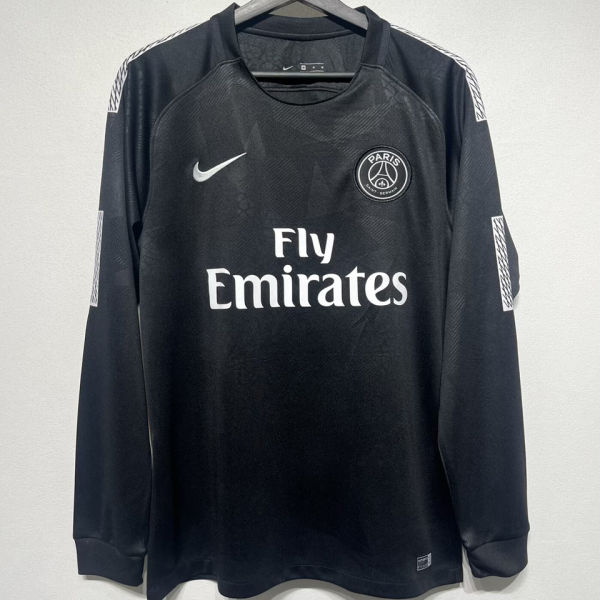 2017/18 PSG Third Black Retro Long Sleeve Soccer Jersey