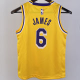 Lakers JAMES #6 Yellow Kids NBA Jersey 热压