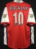 BERGKAMP #10 ARS Home Retro Jersey 1998/99 (Have Patch 带 1997-1998 金双臂章 FA Premier League Font 英超字体 )