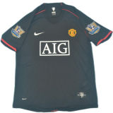 RONALDO #7 2007-08 M Utd Away Black Retro Jersey 欧冠字体右袖欧冠球