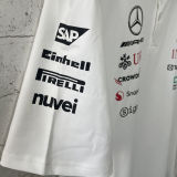 2025 Mercedes AMG Petronas F1 White POLO Team T-Shirt  有领