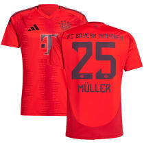 Müller # 25 BFC Home Red Fans Soccer Jersey 2024/25