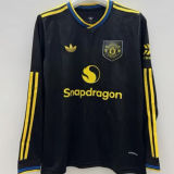 2025/26 M Utd Third Black Fans Long Sleeve Soccer Jersey