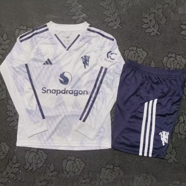 2025/26 M Utd Away Kids Long Sleeve Soccer Jersey 长袖童装