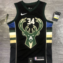 2021 Bucks Antetokounmpo #34 Black NBA Jerseys Hot Pressed